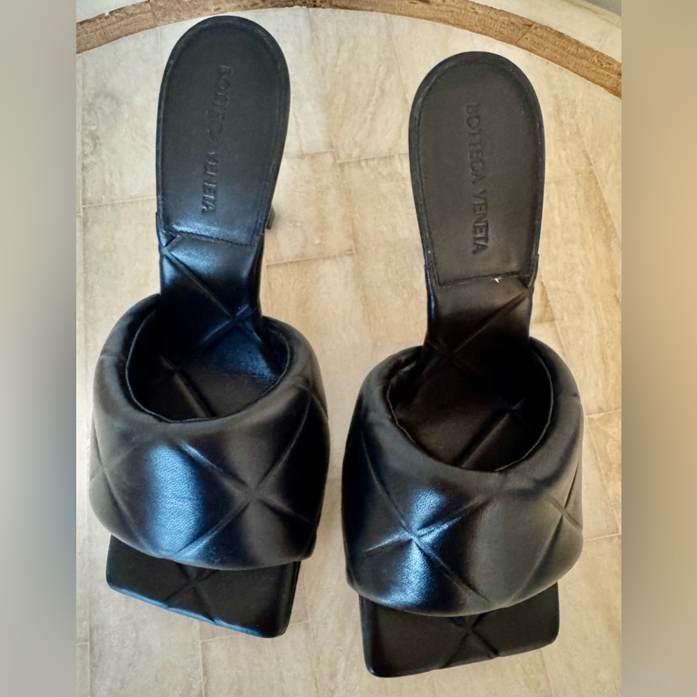 Bottega Veneta Black Quilted Leather Slide Mules